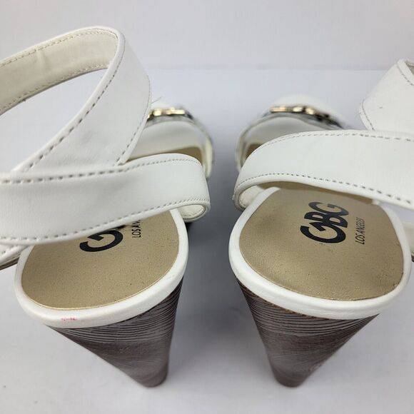 GBG Los Angeles Selah ankle strap Block Heel White Sandal - Picture 12 of 15